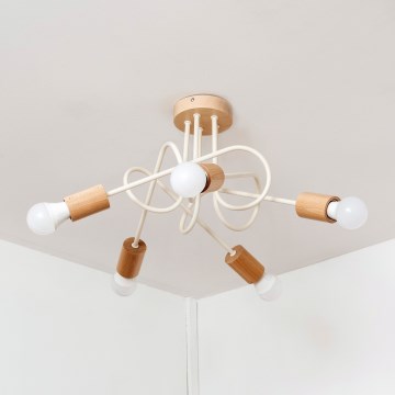 Lámpara de techo de montaje en superficie OXFORD 5xE27/15W/230V pino/crema