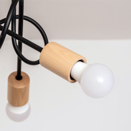 Lámpara de techo de montaje en superficie OXFORD 5xE27/15W/230V pino/negro