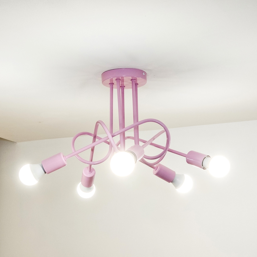 Lámpara de techo de montaje en superficie OXFORD 5xE27/15W/230V, rosa