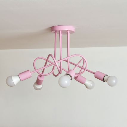 Lámpara de techo de montaje en superficie OXFORD 5xE27/15W/230V, rosa