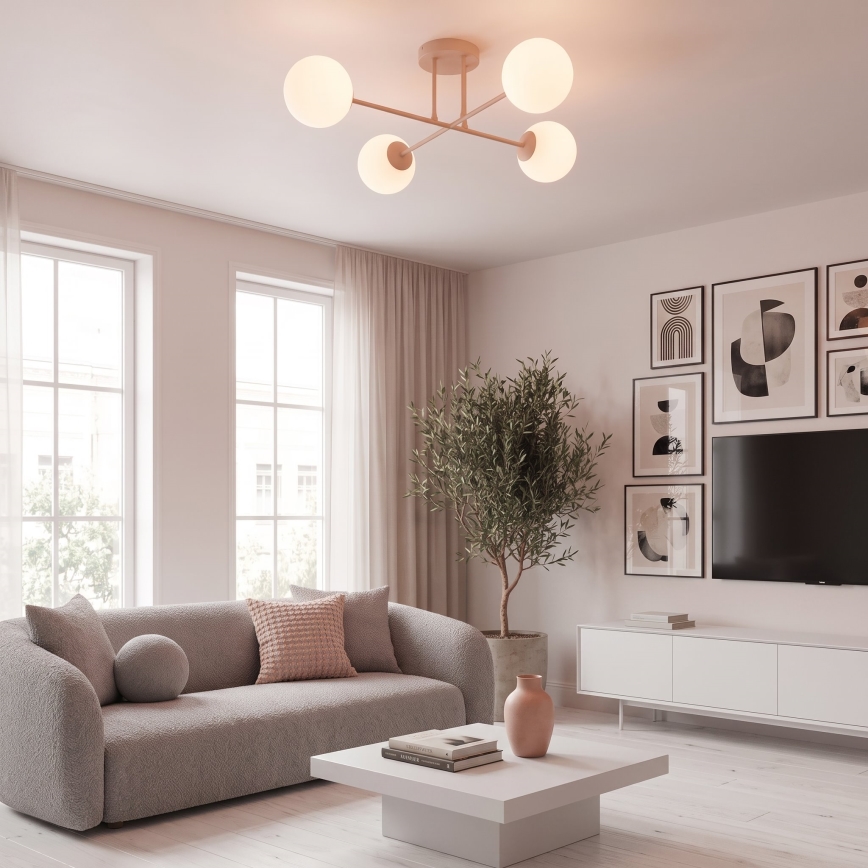 Lámpara de techo de montaje en superficie ROMA 4xE14/10W/230V rosa