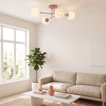 Lámpara de techo de montaje en superficie ROMA 4xE14/10W/230V rosa