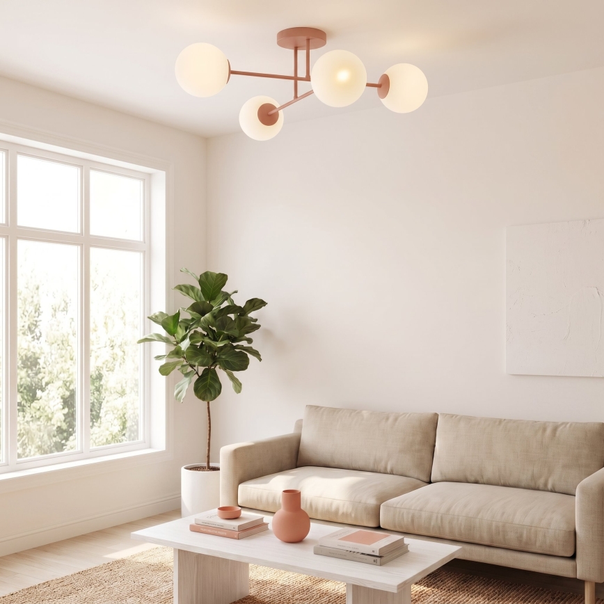 Lámpara de techo de montaje en superficie ROMA 4xE14/10W/230V rosa
