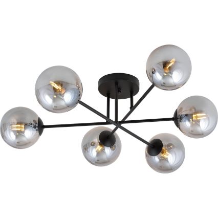 Lámpara de techo de montaje en superficie ROMA 6xE14/10W/230V negro/ahumado