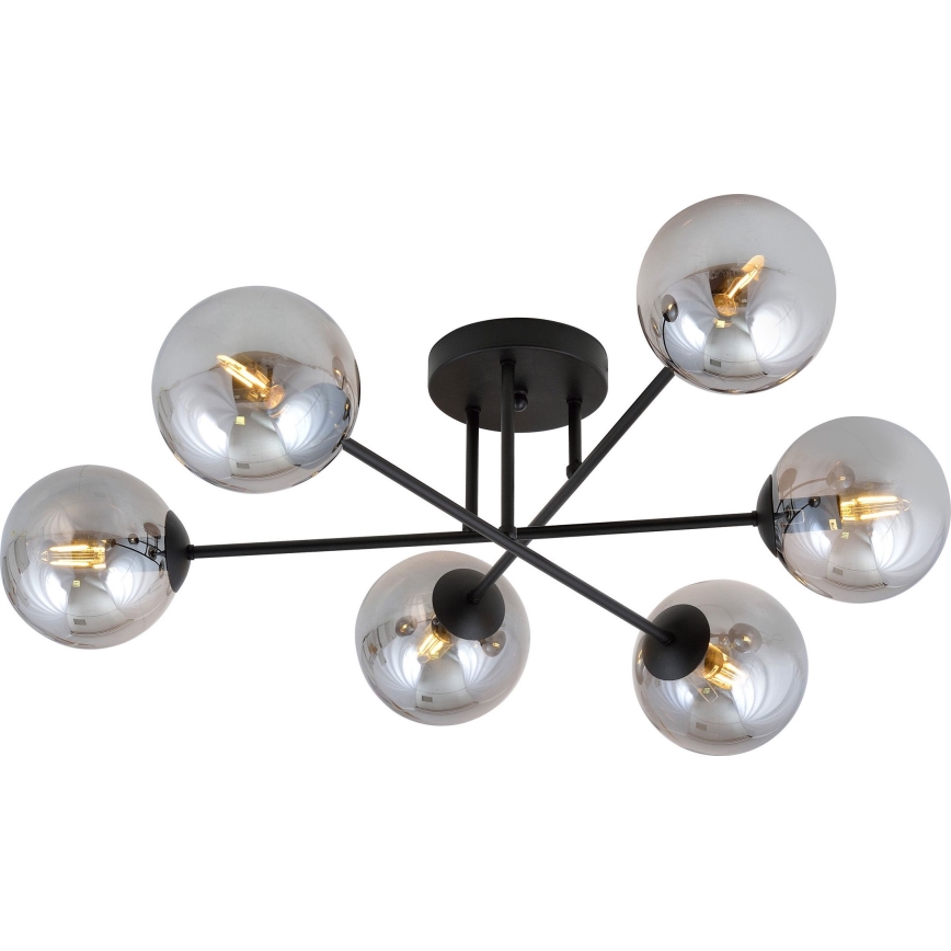 Lámpara de techo de montaje en superficie ROMA 6xE14/10W/230V negro/ahumado