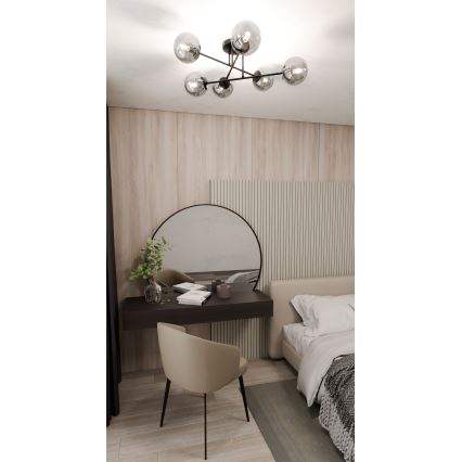 Lámpara de techo de montaje en superficie ROMA 6xE14/10W/230V negro/ahumado