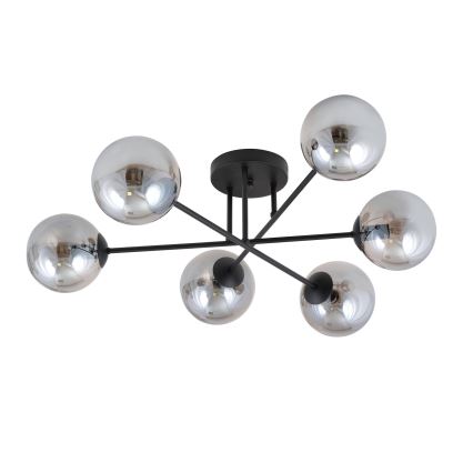 Lámpara de techo de montaje en superficie ROMA 6xE14/10W/230V negro/ahumado