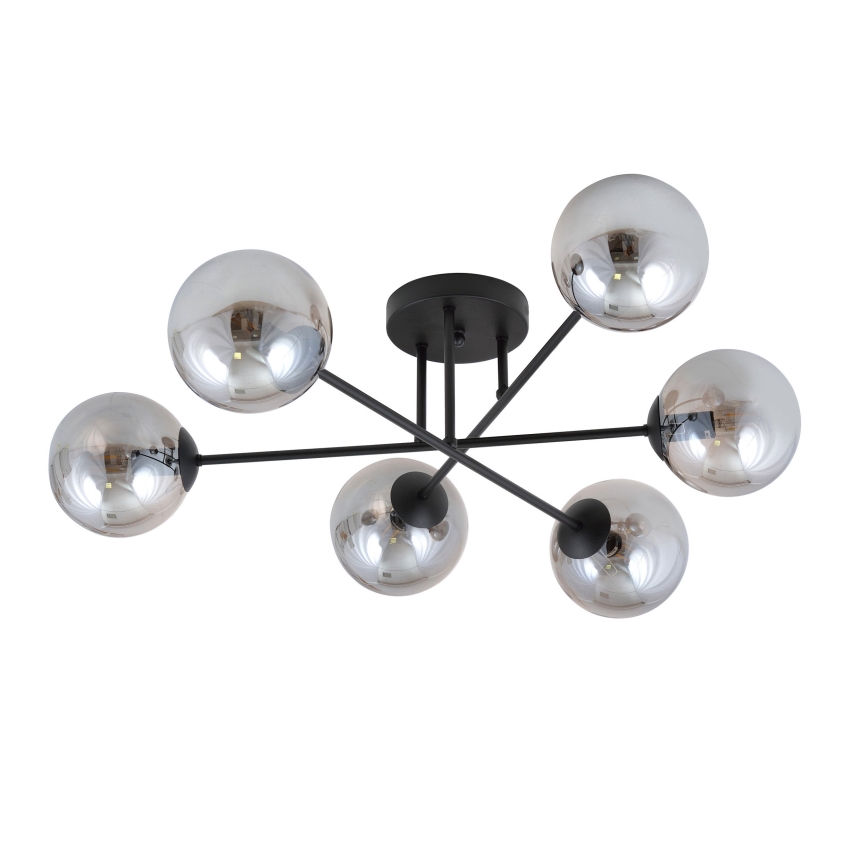 Lámpara de techo de montaje en superficie ROMA 6xE14/10W/230V negro/ahumado