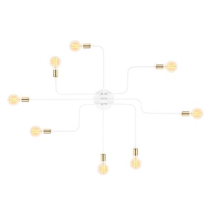 Lámpara de techo de montaje en superficie TRUVA 8xE27/40W/230V blanca/dorada