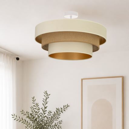 Lámpara de techo de montaje en superficie WENTA 1xE27/60W/230V Ø 50 cm beige/yute