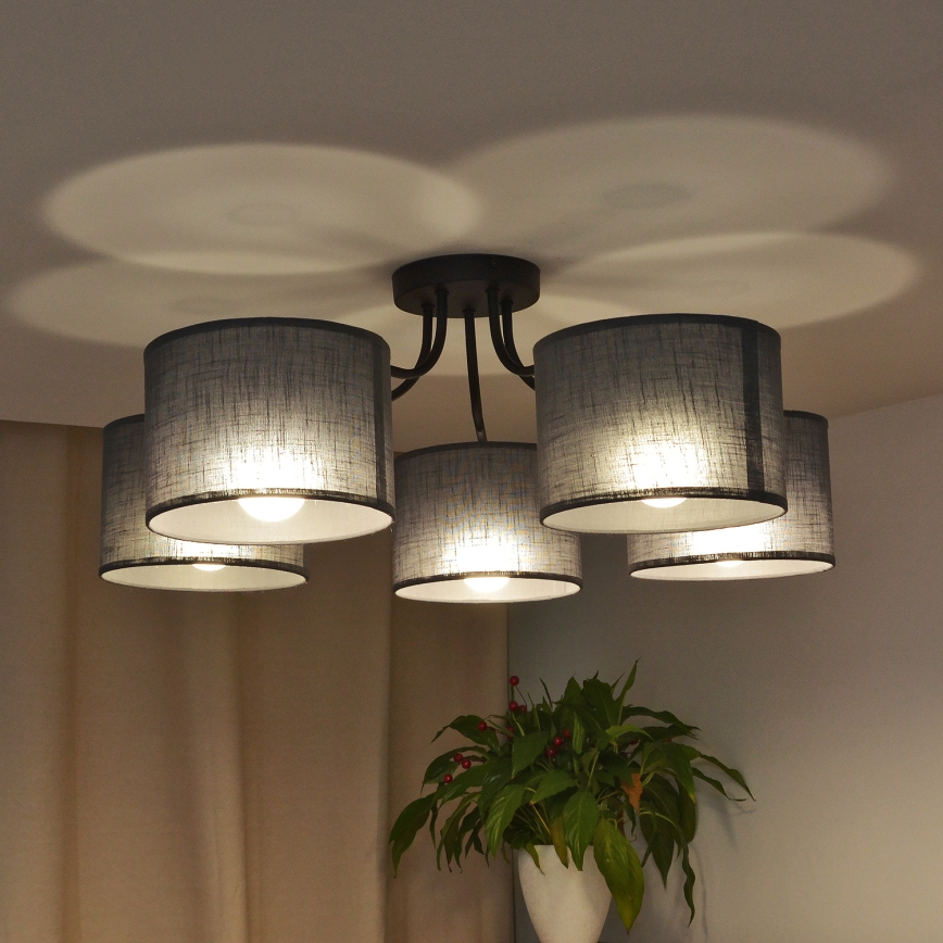 Lámpara de techo de superficie ALBA 5xE27/15W/230V gris