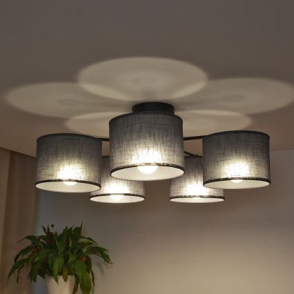 Lámpara de techo de superficie ALBA 5xE27/15W/230V gris