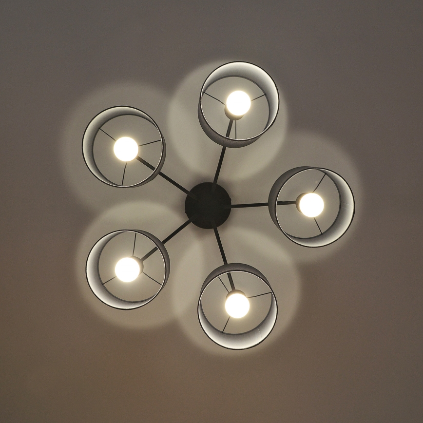 Lámpara de techo de superficie ALBA 5xE27/15W/230V gris