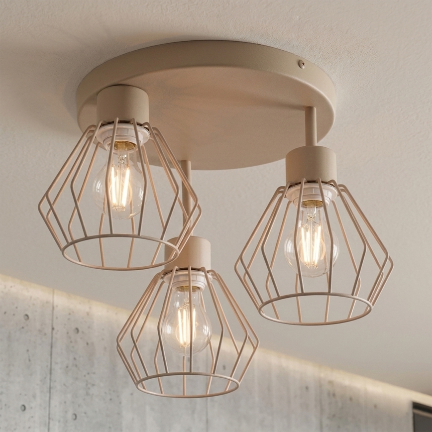 Lámpara de techo de superficie AUDREY 3xE27/60W/230V beige