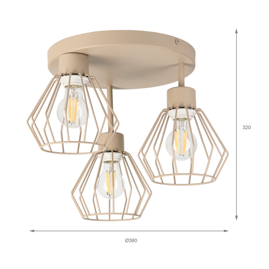 Lámpara de techo de superficie AUDREY 3xE27/60W/230V beige