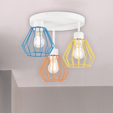 Lámpara de techo de superficie AUDREY 3xE27/60W/230V multicolor