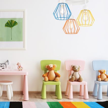 Lámpara de techo de superficie AUDREY 3xE27/60W/230V multicolor