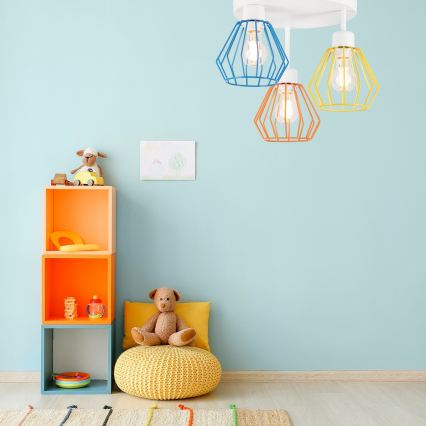 Lámpara de techo de superficie AUDREY 3xE27/60W/230V multicolor