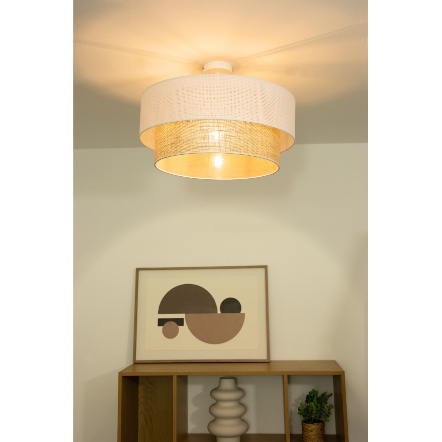 Lámpara de techo de superficie BORHO 1xE27/60W/230V Ø 40 cm blanco/yute