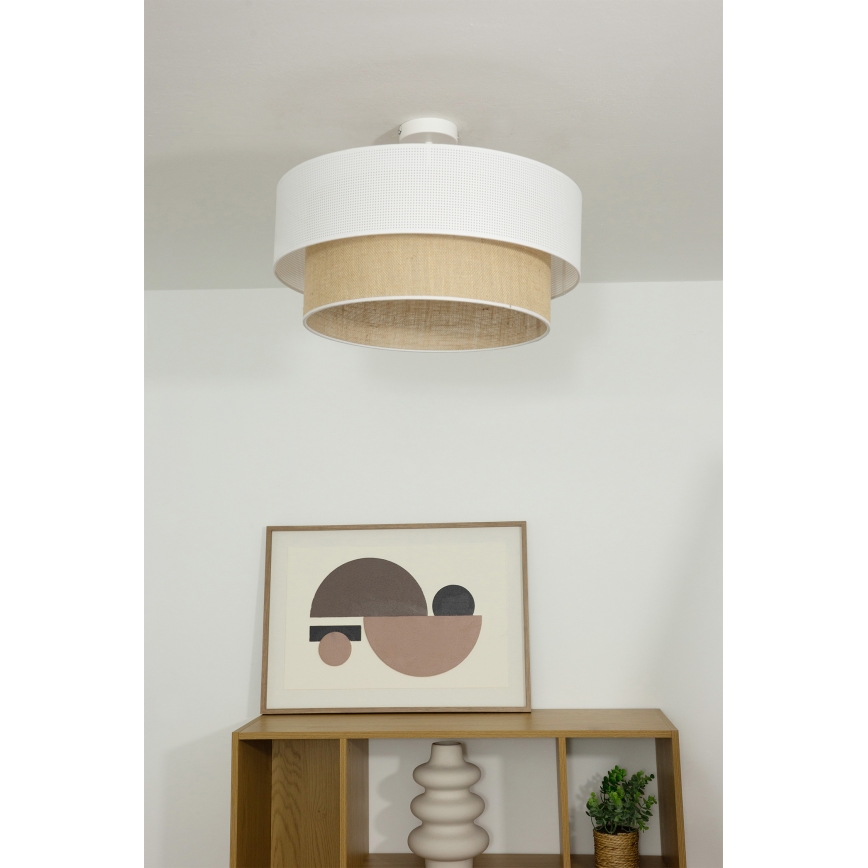 Lámpara de techo de superficie BORHO 1xE27/60W/230V Ø 40 cm blanco/yute