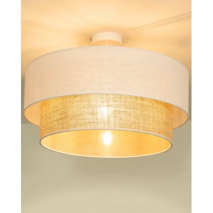Lámpara de techo de superficie BORHO 1xE27/60W/230V Ø 40 cm blanco/yute