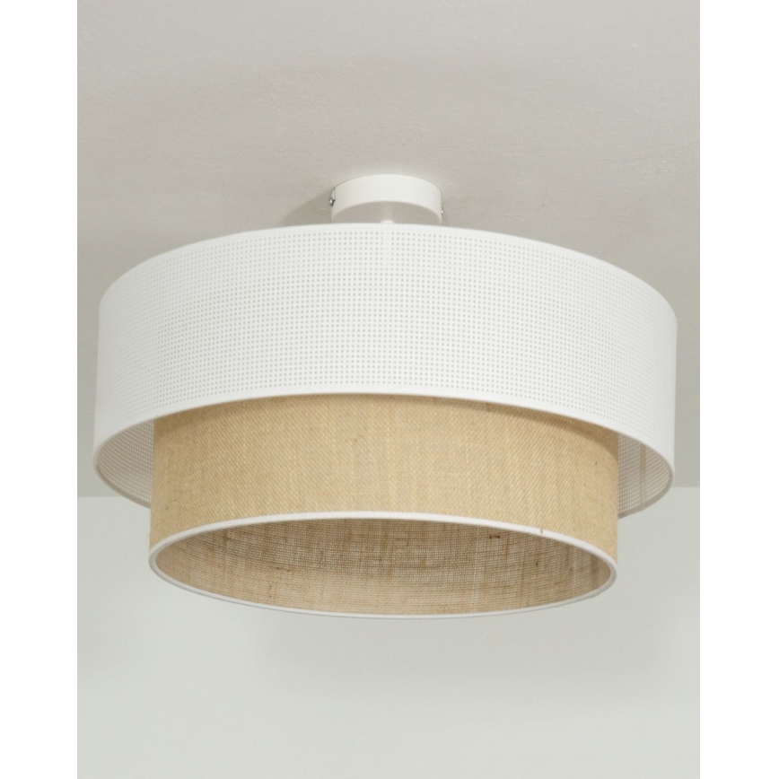 Lámpara de techo de superficie BORHO 1xE27/60W/230V Ø 40 cm blanco/yute