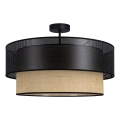Lámpara de techo de superficie BORHO 1xE27/60W/230V Ø 40 cm negra/yute