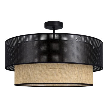 Lámpara de techo de superficie BORHO 1xE27/60W/230V Ø 40 cm negra/yute