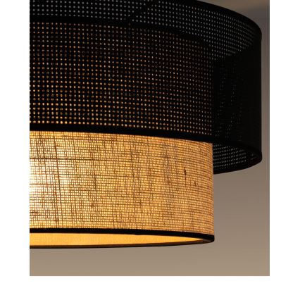 Lámpara de techo de superficie BORHO 1xE27/60W/230V Ø 40 cm negra/yute