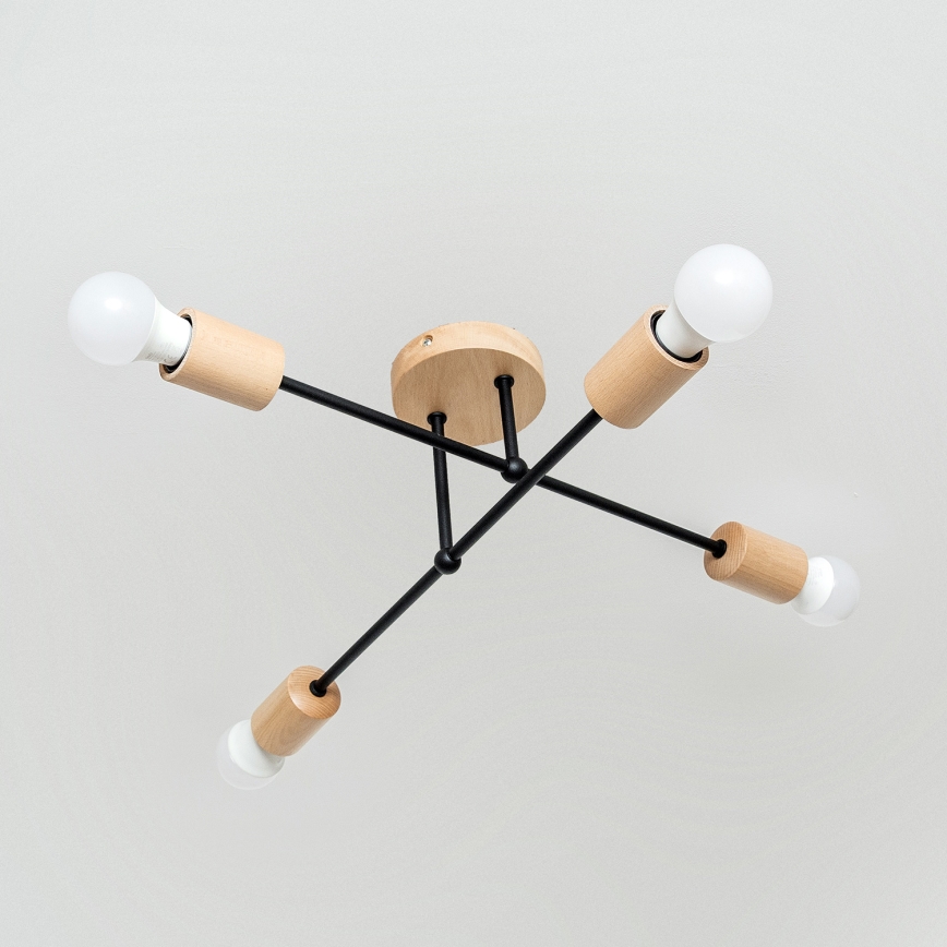 Lámpara de techo de superficie CAMBRIDGE 4xE27/15W/230V, acabado pino