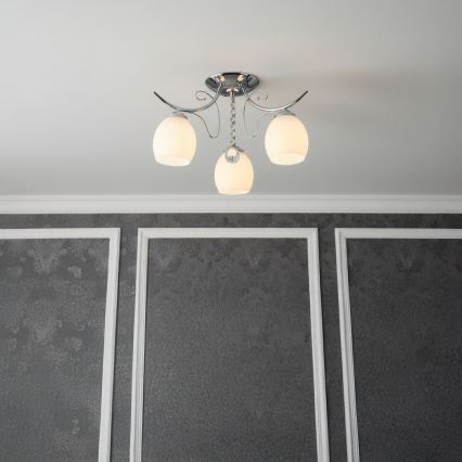Lámpara de techo de superficie ELLA 3xE27/15W/230V cromo brillante