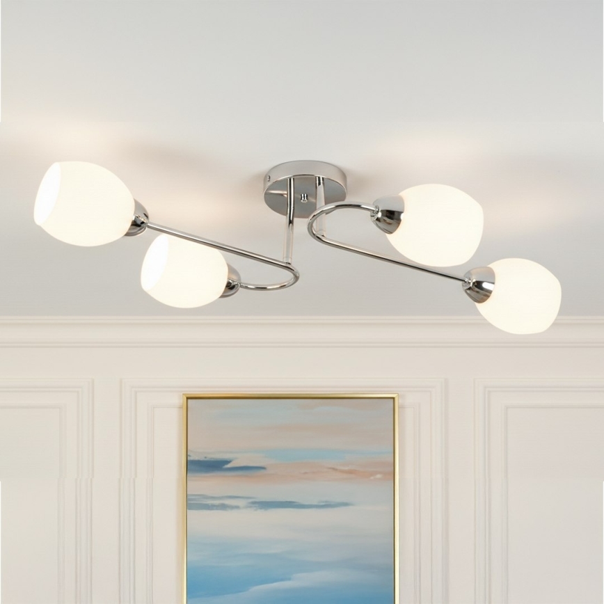 Lámpara de techo de superficie KING 4xE27/15W/230V cromo brillante