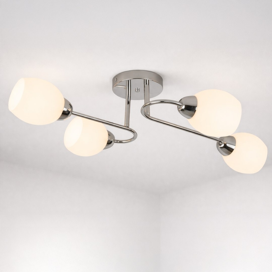 Lámpara de techo de superficie KING 4xE27/15W/230V cromo brillante