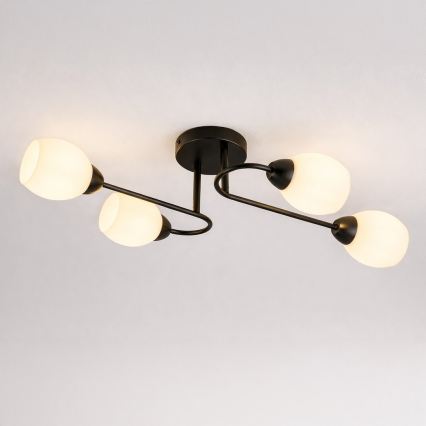 Lámpara de techo de superficie KING 4xE27/15W/230V negra