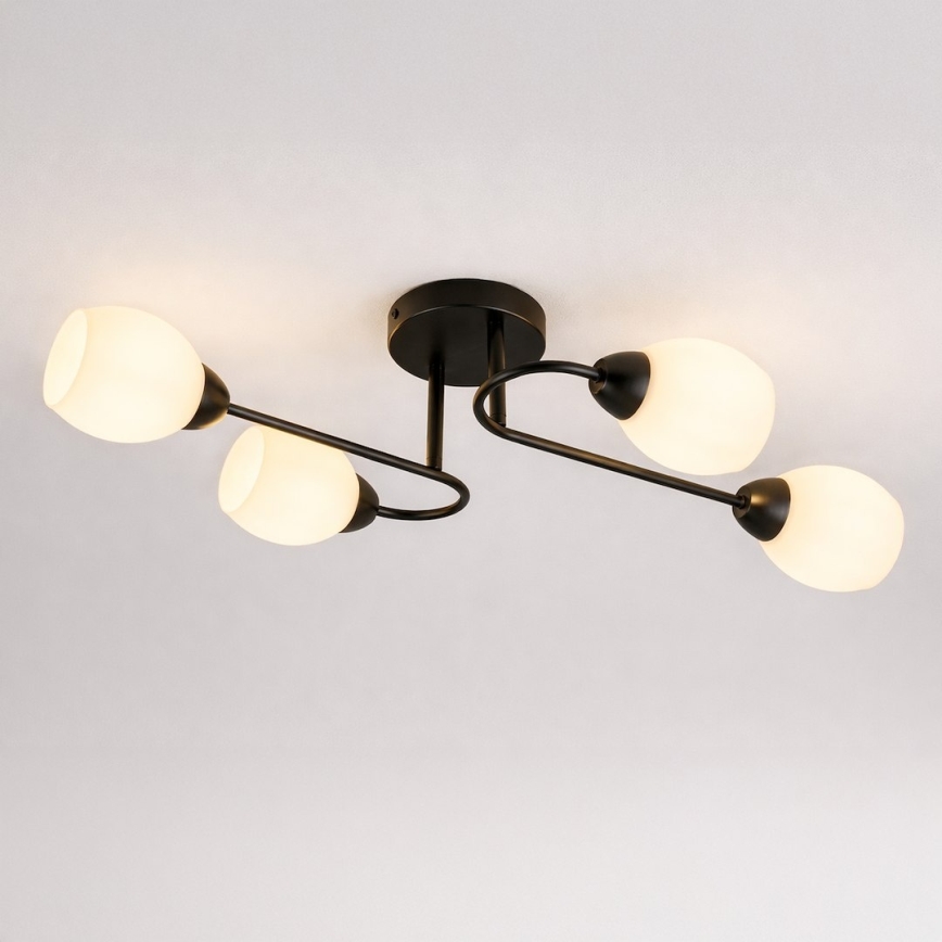 Lámpara de techo de superficie KING 4xE27/15W/230V negra