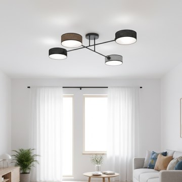 Lámpara de techo de superficie MAGA 4xE14/10W/230V negra/marrón/gris