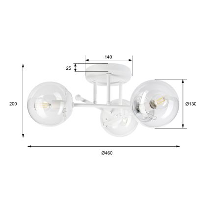 Lámpara de techo de superficie MALENA 3xE14/5W/230V blanca/transparente
