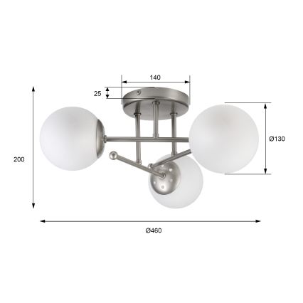 Lámpara de techo de superficie MALENA 3xE14/5W/230V cromo mate/blanco