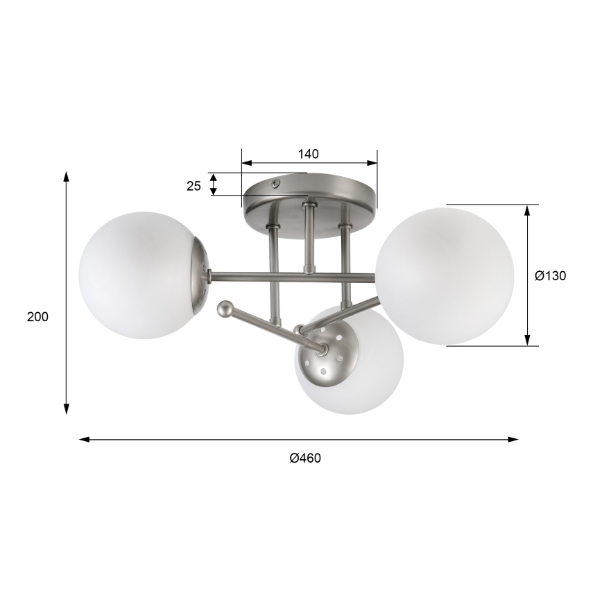 Lámpara de techo de superficie MALENA 3xE14/5W/230V cromo mate/blanco