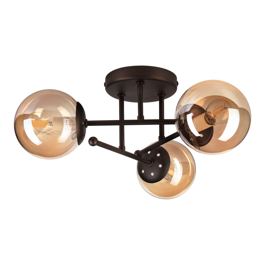 Lámpara de techo de superficie MALENA 3xE14/5W/230V marrón/beige ahumado