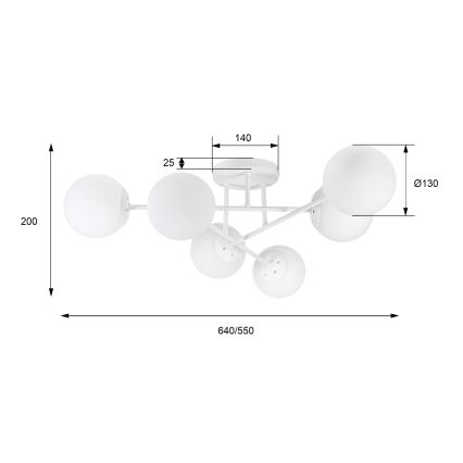 Lámpara de techo de superficie MALENA 6xE14/5W/230V blanca