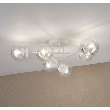 Lámpara de techo de superficie MALENA 6xE14/5W/230V blanca/transparente