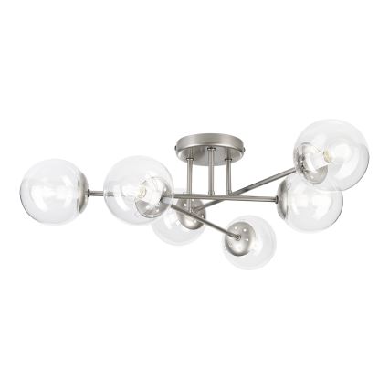 Lámpara de techo de superficie MALENA 6xE14/5W/230V cromado mate/cristal transparente