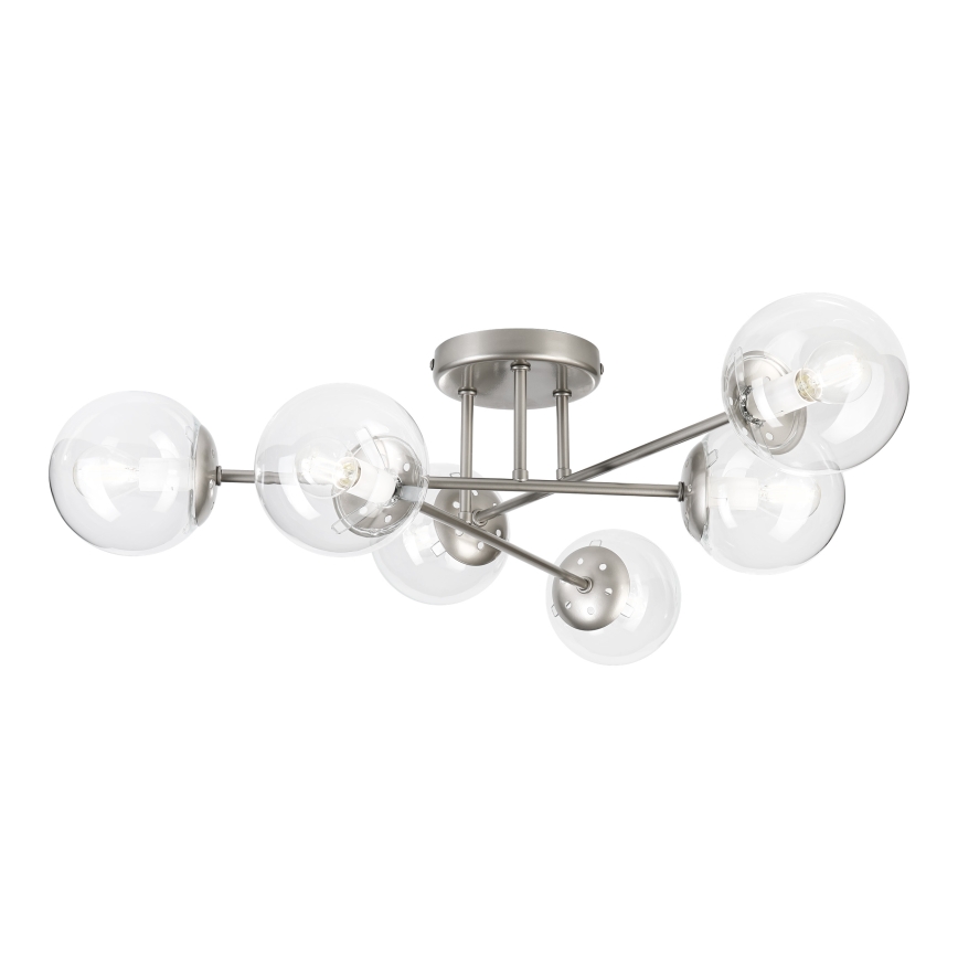 Lámpara de techo de superficie MALENA 6xE14/5W/230V cromado mate/cristal transparente