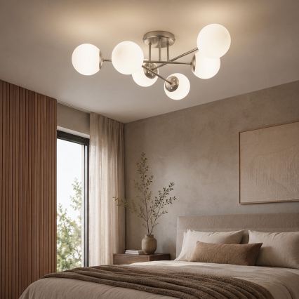 Lámpara de techo de superficie MALENA 6xE14/5W/230V cromo mate/blanco