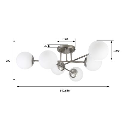 Lámpara de techo de superficie MALENA 6xE14/5W/230V cromo mate/blanco