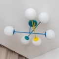 Lámpara de techo de superficie MOON 6xE27/15W/230V turquesa/amarillo/azul