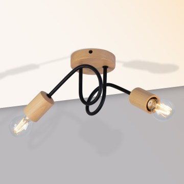 Lámpara de techo de superficie OXFORD 2xE27/15W/230V pino/negro