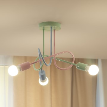 Lámpara de techo de superficie OXFORD 3xE27/15W/230V verde/rosa/azul