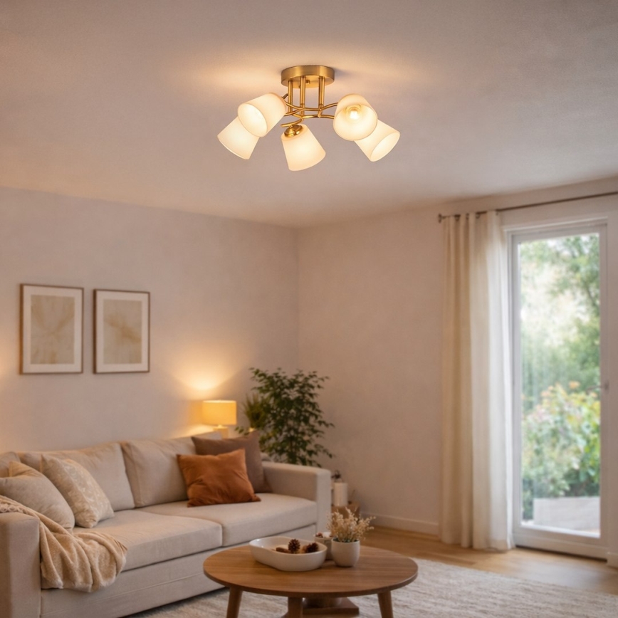 Lámpara de techo de superficie PAFOS 5xE27/15W/230V dorada